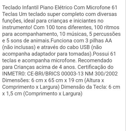 Imagem de Teclado Infantil Piano Elétrico C/ Microfone 61 Teclas Bivolt - Futuro