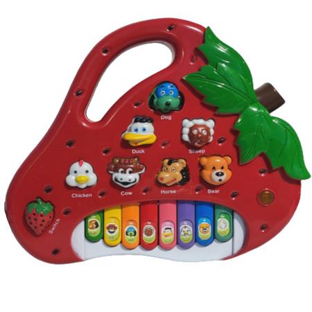 Piano Infantil Musical Educativo Som Animais P/ Criança Bebê Cor Vermelho