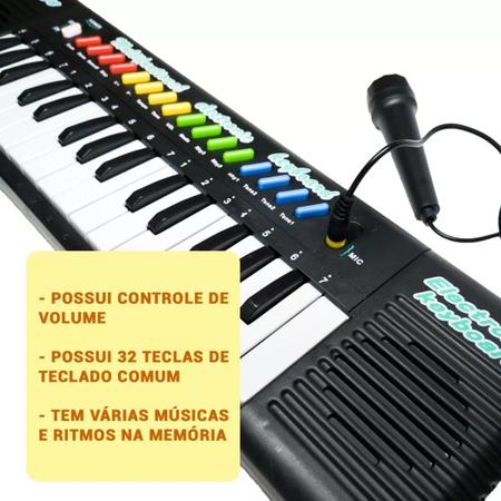 Teclado Infantil Piano Brinquedo Musical Com Karaoke E Microfone Para  Crianças - LIZ BABY TOY - Piano / Teclado de Brinquedo - Magazine Luiza