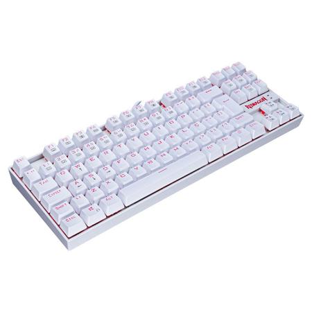 Imagem de Teclado Mecânico Gamer Redragon Kumara, Anti-Ghosting, LED Vermelho, Switch Redragon MK2 Red, ABNT2,  Branco - K552W-2 (RED)