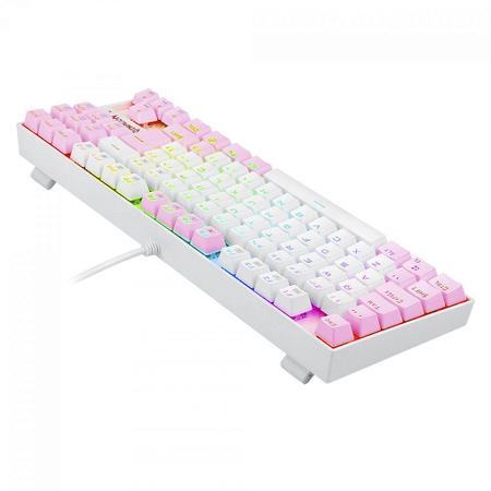 Imagem de Teclado Mecânico Gamer Redragon Kumara, Switch Blue, RGB, ABNT2, White/Pink