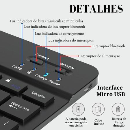 Imagem de Teclado + Mouse Bluetooth Tablet Fire HD8 2022 Rosa ABNT