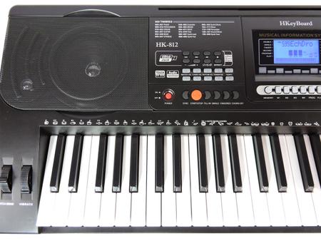 Imagem de Teclado Musical Arranjador 61 Teclas HK 812 - Profissional Sensitive - USB - LCD + Suporte Pedestal