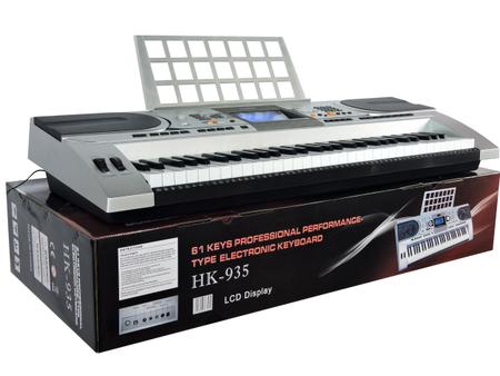Imagem de Teclado Musical Arranjador 61 Teclas HK-935 Midi - Profissional Sensitive - USB - Visor Lcd + Fonte Bivolt + Suporte Partitura
