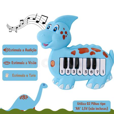 Imagem de Teclado Musical Brinquedo Colorido Bebê Dinossauro Educativo