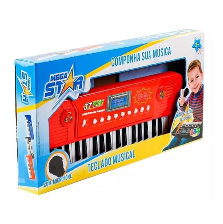 Teclado Infantil Eletrônico com Microfone Preto Bbr Toys