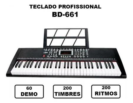 Imagem de Teclado Musical Dvx Profissional Bd-661 61 Teclas Preto