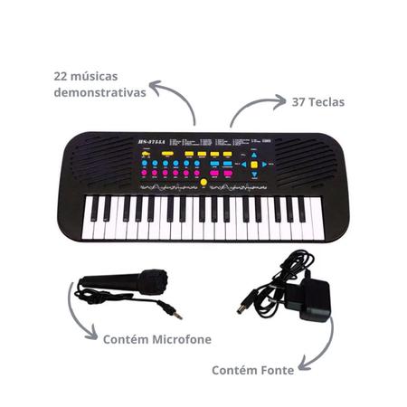 Teclado Infantil com 22 Musicas 37 Teclas e 54,5cm da DM TOYS