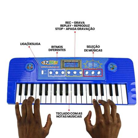 Teclado Bichinho Musical Azul Havan Toys - HBR0403