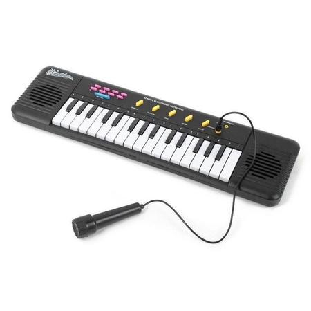 Teclado Infantil Eletrônico Musical para Criança com Microfone Preto -  Aladim Kids