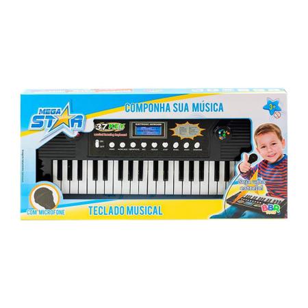 Teclado Infantil Eletrônico com Microfone Preto Bbr Toys