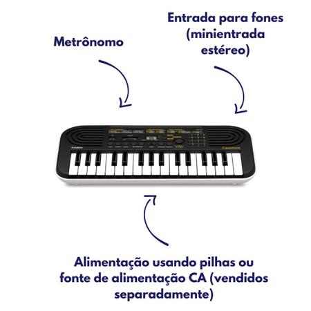 Teclado Infantil Casio SA-50 H2 Branco 32 Teclas Portátil Iniciante - Citron