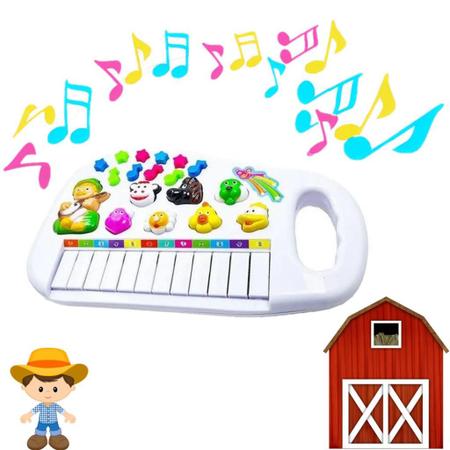 Teclado Infantil Musical Educativo Som De Animais Fazenda Cor