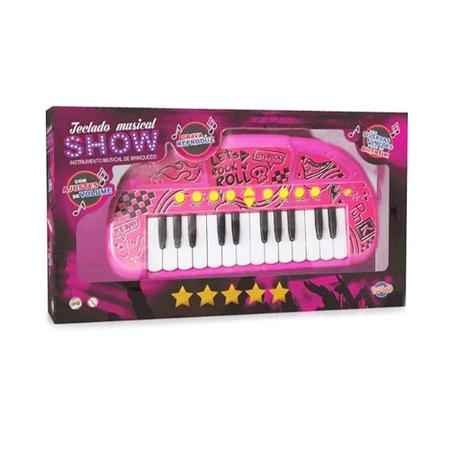 Teclado Infantil Eletrônico Rosa Show - Toyng em Promoção na