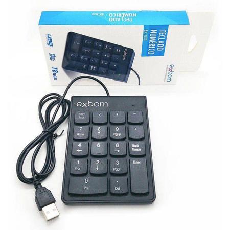 Imagem de Teclado Numérico USB Exbom BK-N30 Preto