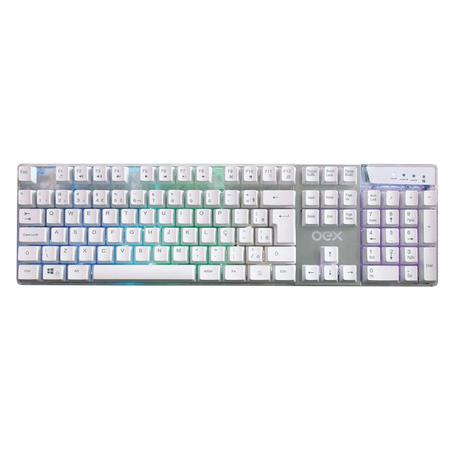 Imagem de Teclado OEX, Prismatic, TC-205, Membrana, RGB, Aço, USB, Branco