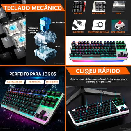 Teclado para PC, teclado mecânico de duas cores para jogos de digitação  para computadores