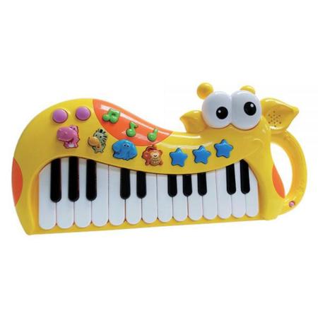 TECLADO PIANO GIRAFA MUSICAL INFANTIL SOM DE ANIMAIS 24 TECLAS