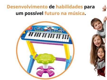 Teclado Piano Infantil Musical Rock Star 37 Teclas com Microfone e Banqueta  Importway Bw151 - BEST SALE SHOP