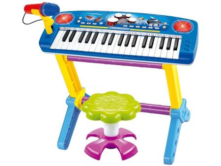 Teclado Piano Infantil Musical Rock Star 37 Teclas com Microfone e Banqueta  Rosa Importway Bw151rs - BEST