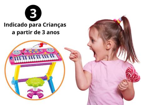 Eduland: Teclado Infantil Rock Star 37 Teclas com Banquinho · El