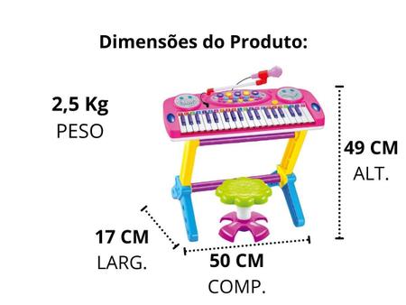 Teclado Piano Infantil Musical Rock Star 37 Teclas com Microfone e Banqueta  Importway Bw151 - BEST SALE SHOP