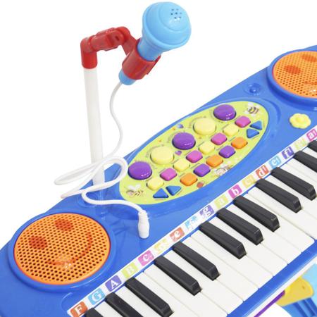 Imagem de Teclado Piano Infantil Musical Rock Star 37 Teclas com Microfone e Banqueta Importway Bw151