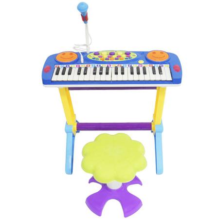 Imagem de Teclado Piano Infantil Musical Rock Star 37 Teclas com Microfone e Banqueta Importway Bw151