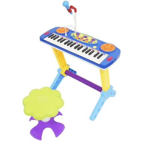 PIANO INFANTIL 5 EM 1 TECLADO GUITARRA BATERIA MICROFONE KARAOKE TROMPETE  BEBE MUSICAL COM SOM E