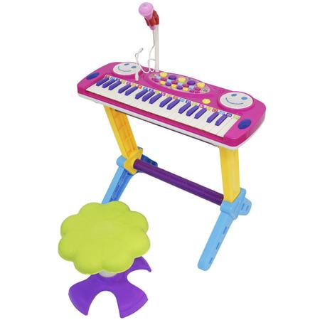Teclado Piano Infantil Musical Rock Star 37 Teclas com Microfone e Banqueta  Rosa Importway Bw151rs - BEST