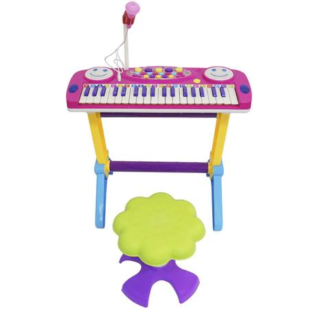 Teclado Piano Infantil Musical Rock Star 37 Teclas com Microfone e Banqueta  Rosa Importway Bw151rs - BEST