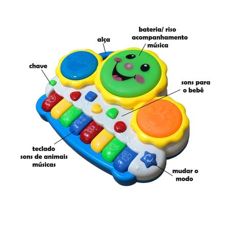 Teclado elétrico para piano infantil, brinquedo de piano bebê com