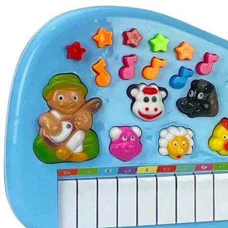 Piano Bebe Brinquedo Infantil Musical Baby Pianinho Fazendinha Vaquinha  Branca