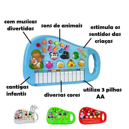 Teclado Piano Infantil Som Animais Da Fazenda Brinquedo vermelho