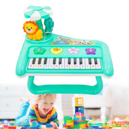 Teclado Infantil Musical Brinquedo com Luzes Polvo Laranja