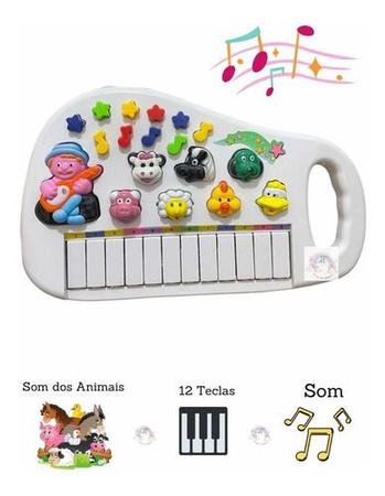 Teclado Piano Musical Fazendinha Animal Infantil Baby Com Luz