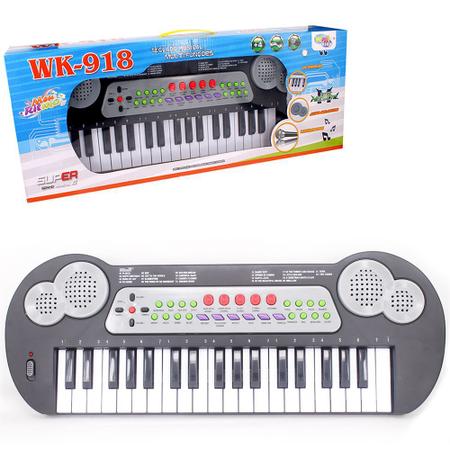 Teclado Infantil Eletrônico Musical para Criança com Microfone Preto -  Aladim Kids