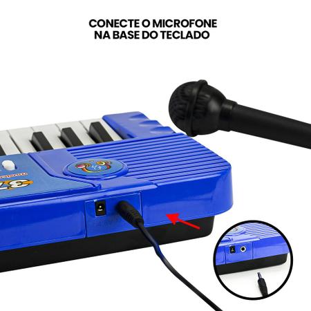 Teclado Piano Musical Infantil Eletrônico 37 Teclas com Microfone (Preto)