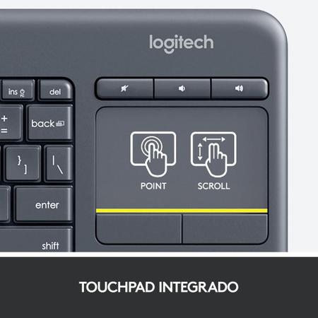 Teclado Sem Fio Com Touchpad K400 Plus Logitech Teclado para TV Magazine Luiza