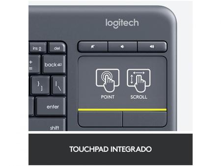 Imagem de Teclado sem Fio com Touchpad Logitech ABNT2 com - Cinza K400 Plus
