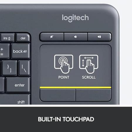 Imagem de Teclado sem Fio com Touchpad Logitech ABNT2 com - Cinza K400 Plus