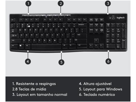 Imagem de Teclado sem Fio Logitech ABNT2 Preto K270