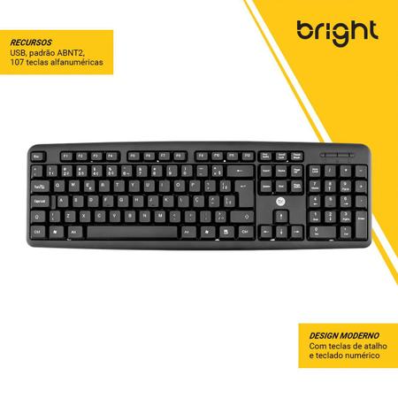 Teclado usb padrao abnt2 0014 bright Imagem de Teclado usb padrao abnt2 0014 bright