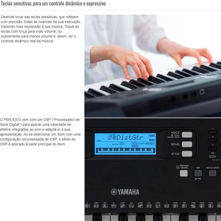 Kit Teclado Yamaha PSR-E373 61 Teclas +Suporte - Koala Music