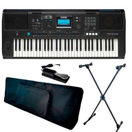 Teclado yamaha PSR-E473 Arranjador + fonte e estante partitura - Home