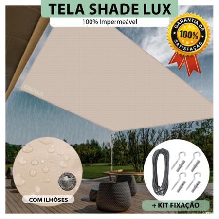 Imagem de Tela Lona Areia 3.5x3 Metros Sombreamento Impermeável Shade Lux + Kit