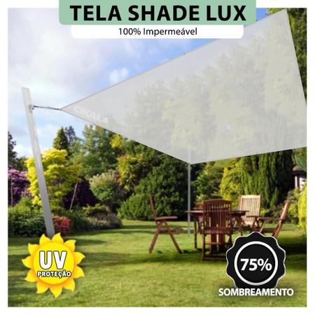 Imagem de Tela Lona Translúcida 3x2 Metros Sombreamento Impermeável Shade Lux + Kit de Instalação