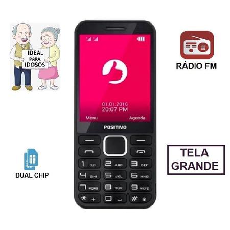 Imagem de Telefone Celular Para Idosos Simples Duo Chip Rádio Lanterna P28