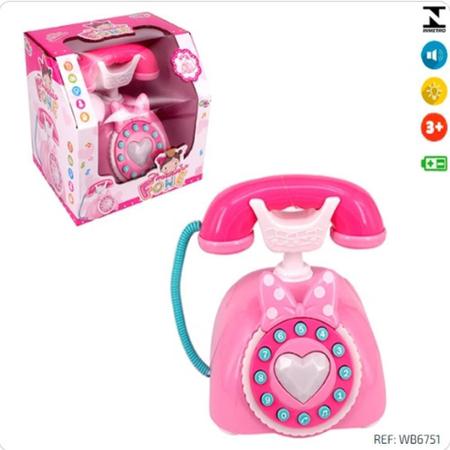 Imagem de Telefone com som e luz musical infantil rosa brinquedo interativo sonoro bebe crianças educativo 