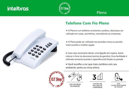 Imagem de Telefone Fixo com Fio Intelbras Pleno Cinza mesa ou parede